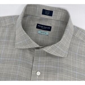 Peter Millar Collection Shirt XL Gray Long Sleeve Winter Soft Twill Plaid Cotton